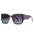 Modern square sunglasses with translucent grey frame and purple gradient lenses - Grey Blue Gradient
