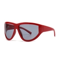 Occhiali da sole sportivi oversize rosso acceso futuristici con lenti grigie - Montatura Rossa Lente Grigia