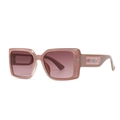 Moderne quadratische Übergröße-Sonnenbrille mit rosa Verlaufsgläsern und Blumenbügeln - Durchscheinender Rosa Rahmen Rosa Verlaufsgläser