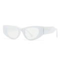 Modern white thick frame cat-eye glasses with transparent anti-blue light lenses - White Frame White Lens
