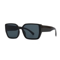 Modern oversized square sunglasses with shiny black frame and dark grey lenses for women - Glossy Black Frame Dark Gray Lens
