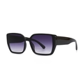 Modern oversized square sunglasses with black frame and purple gradient lenses for women - Black Frame Purple Gradient Lens