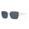 Modern white oversized square sunglasses with dark gradient lenses in a minimalist retro style - White Frame Dark Gray Lens