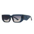 Lunettes de soleil œil de chat rétro avec monture bleue transparente et verres rectangulaires - Bleu Bleu Thé (C3)