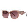 Retro cat eye sunglasses in translucent dusty pink with gradient lenses and triangle pattern - C4 Pink Frame Pink Lens