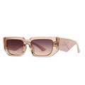 Lunettes de soleil œil de chat rétro avec monture ambre et branches roses à texture géométrique - Champagne Thé (C4)