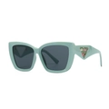 Mint green cat-eye oversized sunglasses with floral triangle detail and grey lenses - C3 Green Frame Grey Lens