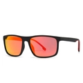 Moderne quadratische Polarisierte Sonnenbrille mit schwarzem Rahmen und rot-orange Gläsern - C3 Schwarzer Rahmen Rote Gläser