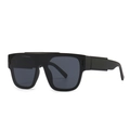Modern flat top shield sunglasses in matte black frame with dark grey tinted lenses - Matte Black Frame Gray Lens