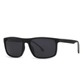 Modern square polarized sunglasses in matte black frame with minimalist dark lenses - C Matte Black Grey