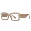 Modern square beige translucent blue light blocking glasses with marble pattern temples - Light Grey Frame White Lens