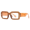 Modern square tortoiseshell glasses with orange marble textured arms and metal accents - Light Orange Frame Clear Lens