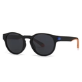 Classic square polarized sunglasses with matte black frames and orange anti-slip tips - Sand Black Frame Blue Accents (C6)