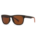 Classic square polarized sunglasses for men with matte black frame and amber lenses - Tea Frame Tea Lens