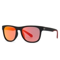 Men's square matte black sunglasses with vibrant orange reflective polarized lenses - C3 Black Frame Red Lens