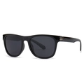 Classic black square polarized sunglasses for men with glossy finish and metal hinges - C1 Glossy Black Full Grey