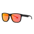 Classic square polarized sunglasses with matte black frames and orange mirrored lenses - Black Frame Red Lens