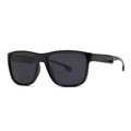 Classic men's square polarized sunglasses with black frame and grey lenses for driving - Bright Black / Gray