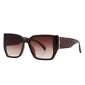 Modern retro square sunglasses in dark tortoise shell with woven texture temples - Tea Double Tea