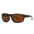 Modern square frame polarized sunglasses with matte black finish and amber lenses - Tea Frame Tea Lens