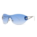 Occhiali da sole futuristici senza montatura con lenti sfumate blu e stelle in metallo - C2 Lenti Blu