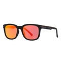 Classic polarized square sunglasses for men with matte black frame and orange mirrored lenses - Matte Black Frame Red Mirror Lens