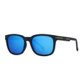 Classic square polarized sunglasses for men with matte black frames and blue mirrored lenses - Matte Black Frame Blue Mirror Lens