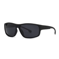 Modern square frame matte black polarized sunglasses with wrap-around sport design - Sand Black / Black Grey