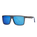 Modern square polarized sunglasses with reflective blue mirror lenses and transparent frames - C3 Gray Frame Blue Lens