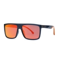 Square polarized sunglasses with blue frames and orange mirrored lenses for a modern look - C2 Blue Frame Red Lens