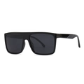 Modern square frame polarized sunglasses in sleek black with minimalist fashion design - C1 Glossy Black Full Grey