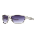 Retro sport sunglasses in matte translucent grey with purple gradient lenses for cycling - Transparent Grey Frame Double Grey Lens
