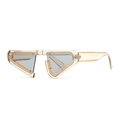 Champagne triangular cat eye sunglasses with grey lenses and unique geometric frame - C7 Champagne Frame Gray Lens