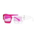 Lunettes de soleil polygonales bicolores rose et transparent avec verres teintés roses - C5 Transparent Violet Verres Roses