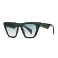 Cat eye sunglasses in dark green frame with light blue gradient lenses and star accents - Black Frame Gradient Blue Lens