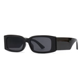 Modern black square frame sunglasses for women with dark grey lenses in a 45-degree view - C1 Black Frame Grey Lens