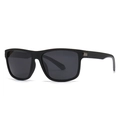Modern vintage rectangular black sunglasses with matte finish and dark gray polarized lenses - Matte Black Full Grey