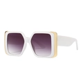 Modern white cat-eye sunglasses with gold metal accents and purple gradient lenses - White Frame Gradient Gray Lens (C2)