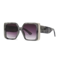 Modern cat-eye square sunglasses with marble frame and purple gradient lenses in 45-degree view - Gray Pattern Frame Gradient Gray Lens (C4)