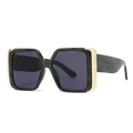 Modern cat-eye square sunglasses with green marble frame and gold metal accents - Green Frame Black Grey Lens (C3)