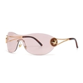 Frameless oversized sunglasses with light pink lenses and golden star temple details - C6 Champagne