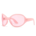Futuristische rosa Oversize-Oval-Sonnenbrille im 45-Grad-Winkel von der Seite gezeigt - Rosa Rahmen Rosa Gläser (C6)