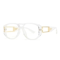Moderne quadratische transparente Sonnenbrille mit eleganten Goldmetall-Akzenten - C5 Transparent/Transparent
