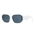 Moderne Retro-Quadrat-Sonnenbrille mit weißem geometrischem Rahmen und grauen Gläsern - Weißer Rahmen Graue Gläser