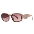 Modern retro square frame sunglasses with gradient lenses and geometric nude temples - Pink Frame Pink Lens