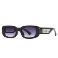 Lunettes de soleil larges à verres dégradés violets et branches à motif papillon floral - Monture Noire Verres Dégradés Violet Gris