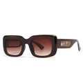 Modern rectangle sunglasses in dark reddish brown with gradient lenses and floral temples - Tea Frame Gradient Tea Lens