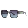 Modern oversized square sunglasses with gradient lenses and butterfly pattern on temples - Transparent Gray Frame Gradient Blue Purple Lens