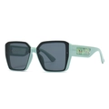 Modern oversized square sunglasses in mint green and black with floral butterfly temple design - Mint Green Frame Gray Lens