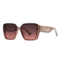 Modern oversized square sunglasses for women with floral patterns and gradient brown lenses - Champagne Frame Gradient Pink Gray Lens